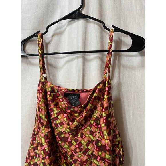 Emme Y2K 100% Silk Colorful Geo Print Going Out Clubbing Cami 14 - Picture 2 of 7